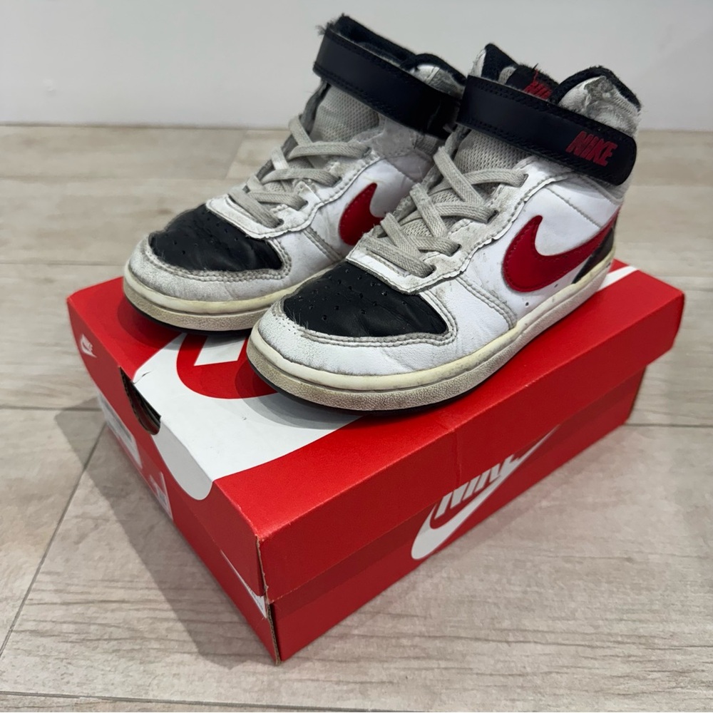Nike Court Borough Mid 2 White/Black/Red Size 11C